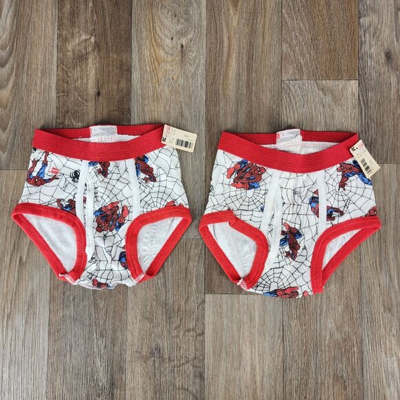 Vintage 90s Hanes Boys‎ Spider-Man Briefs Size 3 Cotton Red & White Set of 2 - Picture 1 of 4